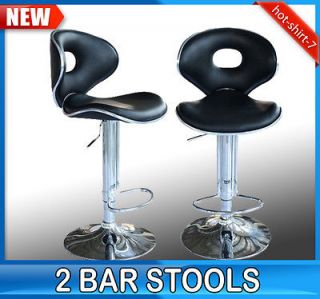 New Black Set Of 2 Counter Pub Kitchen Bar Stool Adjustment BarStool 