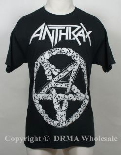 Authentic ANTHRAX Band Pentagram Skulls Logo T Shirt S M L XL Official 