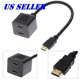   To 2x Female HDMI Cable Y Video Splitter Adapter Cable 1080p US Shi