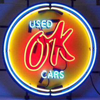   Vintage OK Used Cars Neon Sign Gm American Auto Light Garage Man Cave