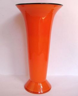 Beautiful Art Deco Loetz Tango vase Bohemia Powolny orange black glass 