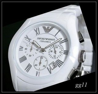   New Emporio Armani Mens White Ceramic Chronograph watch Original