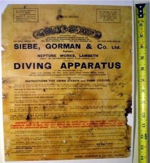 Antique Hardhat Diving Air Pump Apparatus Document