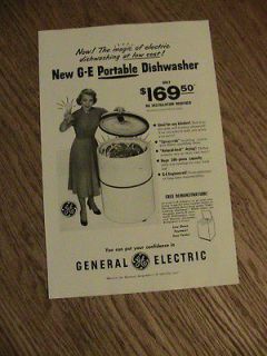   GENERAL ELECTRIC G E PORTABLE DISHWASHER $169.50 vintage ad