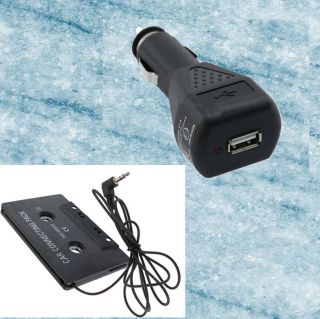 Car Cassette Adapter Converter+Char​ger For iPod 
