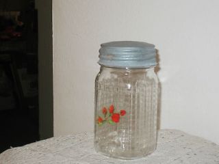   Hazel Atlas Square Glass Canister Jar GRID PATTERN 1 Pint Canning Jar