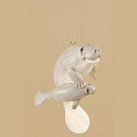 Detailed Manatee with Baby Resin Christmas Ornament