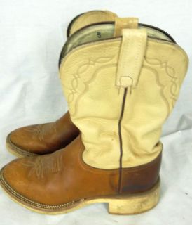 Womens Tony Lama Leather Cowboy Boots Western Brown Beige 8 B