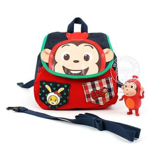   Baby] Cute Monkey Backpack Bag with Safety Harness for Kids & Toddler