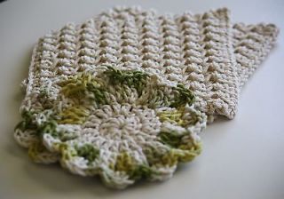 SALE Cotton Crochet Washcloths 4 Moss Flower Dishcloth Eco Friendly 