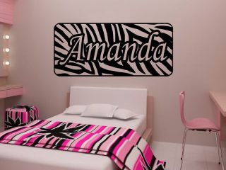 Personalized Zebra Stripe Name Vinyl Wall Decal Sticker Animal Print