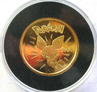 Niue 2002 Pichu 100 Dollars Gold Silver Coin,Proof