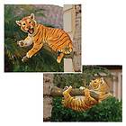 Set of 2 Playful Baby Tiger Cubs In a Tree On Limbs Hanging Yard 
