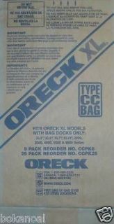   ORECK TYPE CC Vacuum Bags For XL Upright vacuums with Bag Dock system