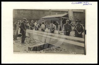 PHOTO MEN HEWING TIMBERS FOR SHIP  HAND AXES