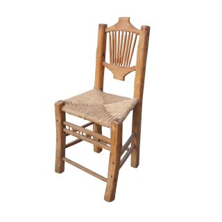 Western Hand Carved Wood and Cane Dining Chair