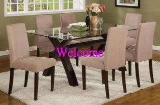 Dining Table Set with Glass Table Top and Chairs