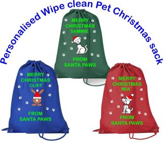 New personalised pet dog cat rabbit Christmas Xmas Santa sack stocking 