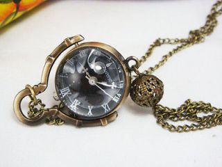   potter style ball steampunk pocket clocket watch pendant necklace
