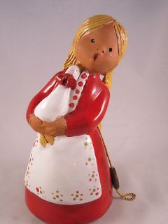 Vintage Red Clay Pottery Figurine Girl Made in Spain   Very Unique