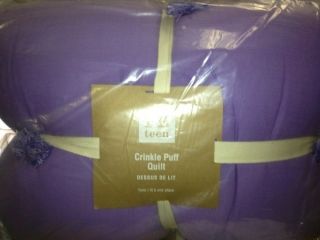 POTTERY BARN TEEN CRINKLE PUFF TWIN QUILT PURPLE NEW IN PACKAGE FREE 