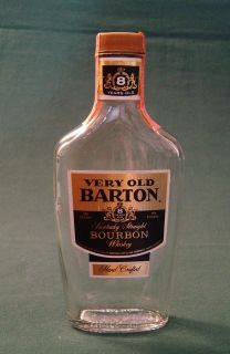 VERY OLD BARTON BOURBON WHISKEY LIQUOR GLASS BOTTLE EMPTY VINTAGE HALF 