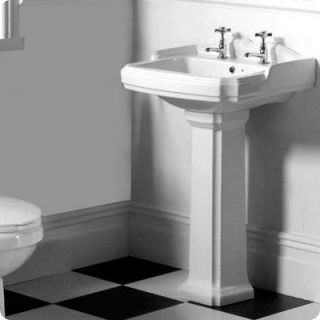 Traditional White Bathroom Ceramic Basin Sink Pedestal