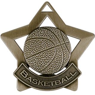 Star Shaped Basketball Medals w/Ribbon Award Trophy