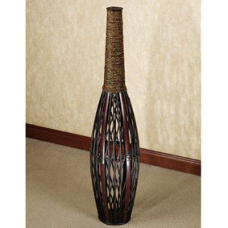 Large Rattan & Seagrass Floor Vase Floor Accent African Tribal Decor