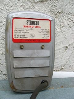   Structo Plug In Rotisserie BBQ Barbecue Motor w Spit Model 390 115 V