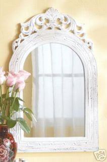 white wood frame arch top French wall mirror, mirrors
