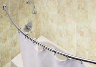   NICKEL CRESCENT 5 FOOT CURVED 60 SHOWER CURTAIN ROD   25% MORE SPACE