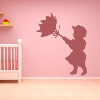 Little Girl Inside Out Umbrella People Wall Stickers Wall Art Decal 