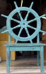   Wheel Captains Chair Antique Nautical Home Decor Table Lake Deck Bar