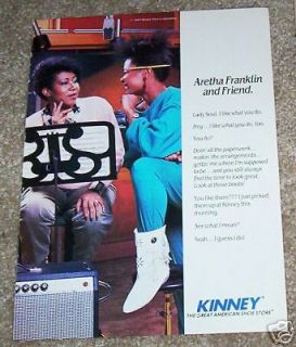 1987 ad Kinney Shoes Boots   singer Aretha Franklin AD