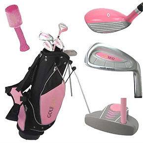 JUNIOR GOLF GIRL 5 CLUB SET & PINK STAND BAG FOR KIDS AGES 8 12 RH NEW