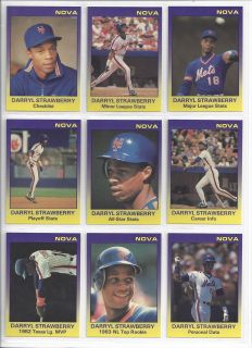 Darryl Strawberry Mets 1988 89 Star Company Nova Set (9) Rare 88 89 