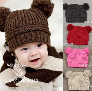 New Cute Children Kid Girl Beanie Pom Knit Hat Toddler Beret Cap 