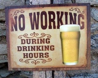 Antique Style No Working Drinking Beer Sign Metal Retro Ad Wall Garage 