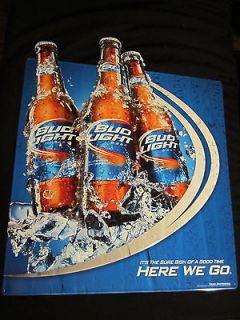   Large Tin Here We Go Tacker tin beer sign pub bar Budweiser pool party