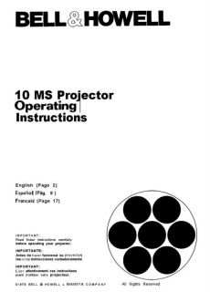 BELL & HOWELL 10 MS SUPER 8 PROJECTOR MANUAL ON CD