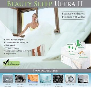 Bed Bug Zippered Mattress Cover Expandable to 20 Deep 80% Cotton All 