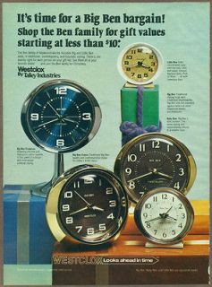   1977 print ad / magazine advertisement, Big Ben Clocks, 