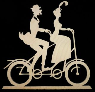 Victorian Tandem Bicycle Couple Decorative Wood Display Silhouette 