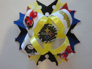 STEELERS HAIR BOW NFL black blue red yellow football