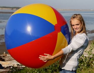 48 THREE COLOR Inflatable `Euro` Beach Ball, Glossy Vinyl, European 
