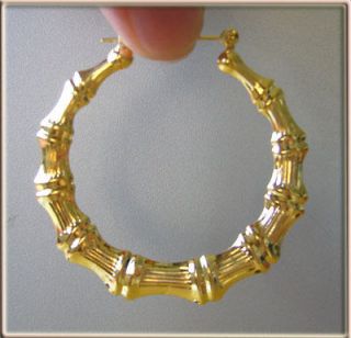 5cm Diameter Gold Bamboo Hoop Earrings