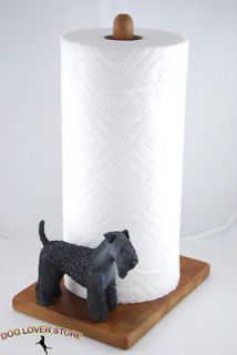 Kerry Blue Terrier Dog Figurine Paper Towel Holder