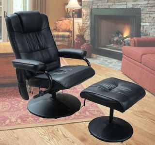   Leather Professional TV Office Chair Massage Soft With Ottoman Black