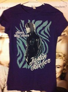 Juniors Purple & Blue Justin Bieber Never Say Never Tshirt Sz S/M